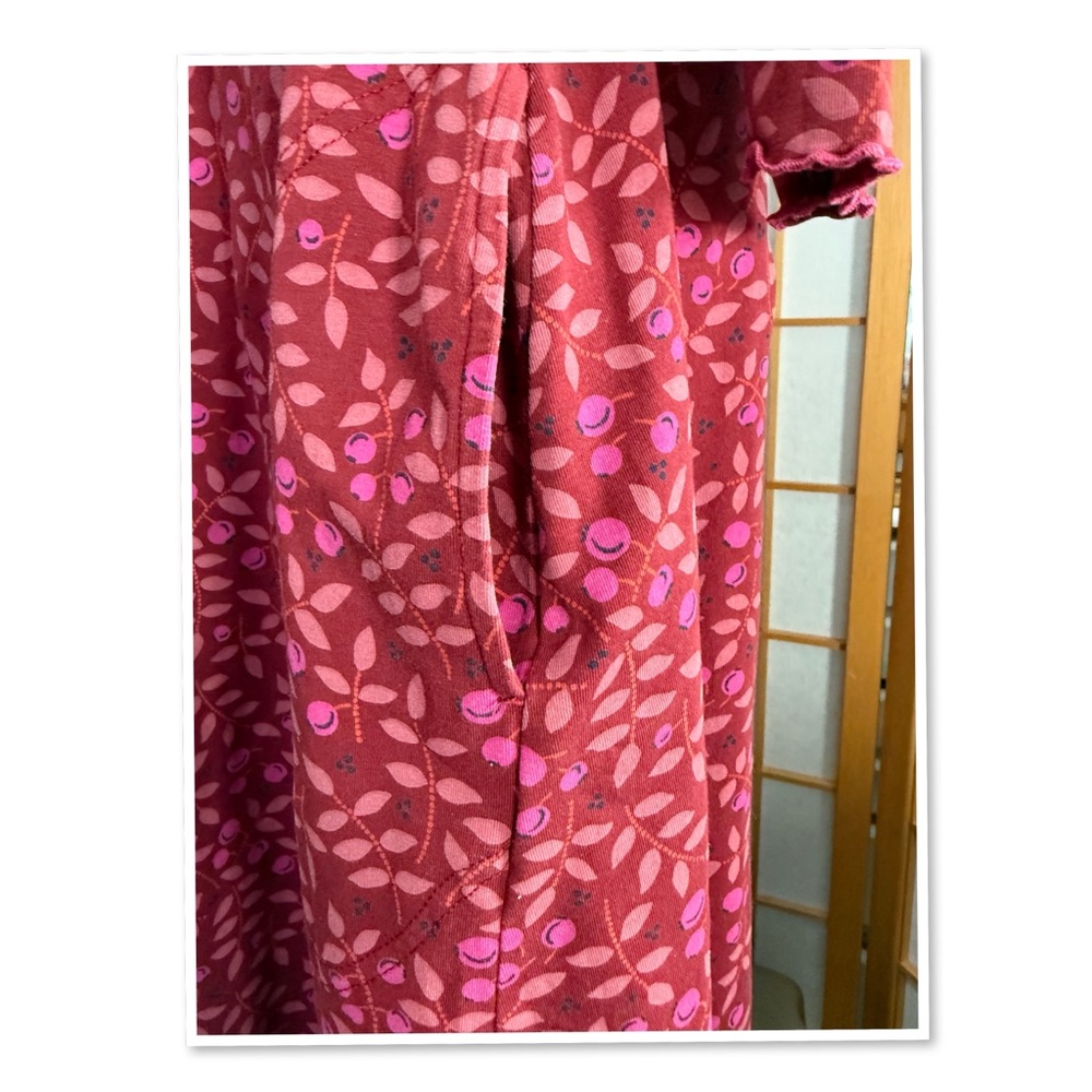Gudrun Sjoden Burgundy Leaf and Berry Print Long Sleeve Dress - Picture 10 of 14